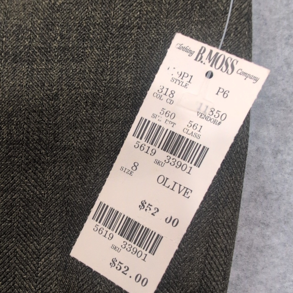 B. Moss Company Tailor Around Women's Olive Herringbone Dress Pants Size 8 NWT - Picture 2 of 4